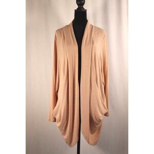 SUNDAY By‎ Open Front Beige Drape Cardigan with Pockets Size X3
